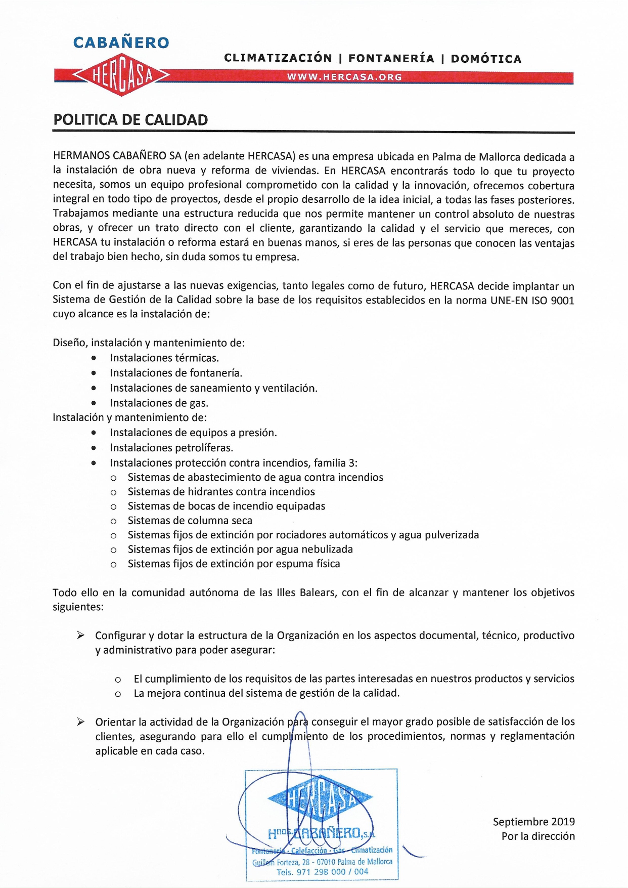 Certificación de Política de Calidad 1